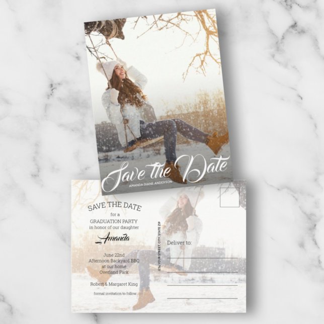 Elegant Script Graduation SAVE THE DATE Postcard (Creator Uploaded)