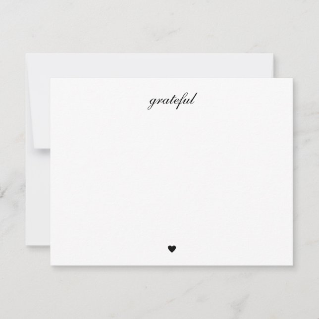 Elegant Script Grateful Heart Thank You Card (Front)