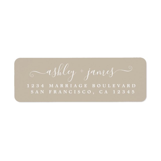Elegant Script Gray Wedding Return Address (Front)