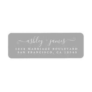 Elegant Script Gray Wedding Return Address Label