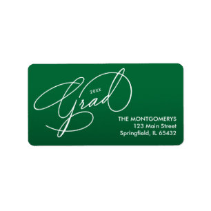 Elegant Script Green Graduation Return Address Label