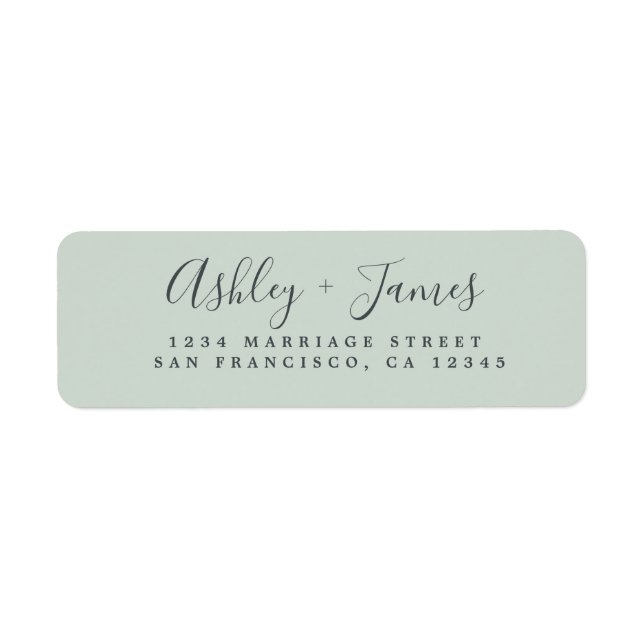Elegant Script Green Wedding Return Address (Front)