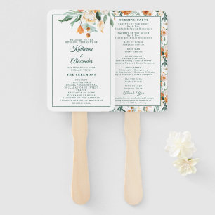 Elegant Script Greenery Floral Wedding Ceremony Hand Fan