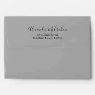 Elegant Script Grey Return Address Mailing Envelope