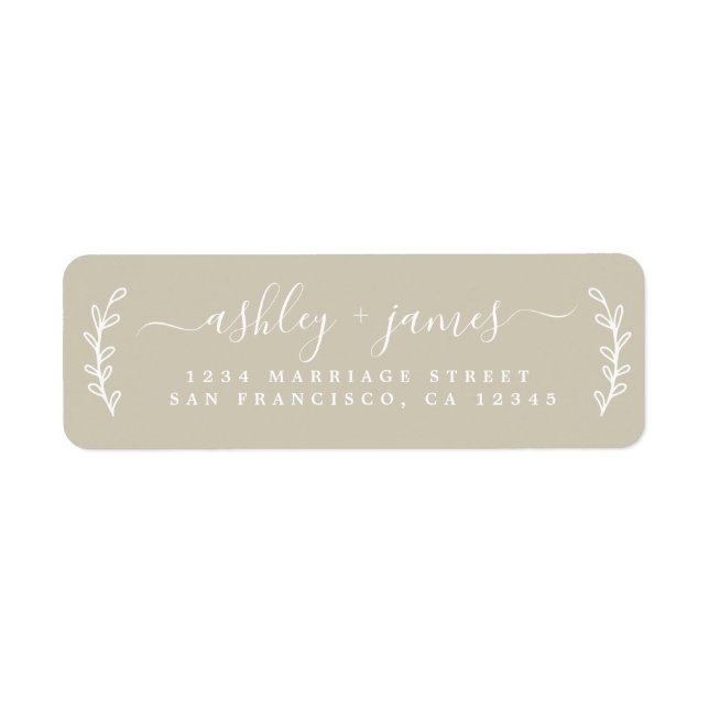 Elegant Script Grey Wedding Return Address (Front)