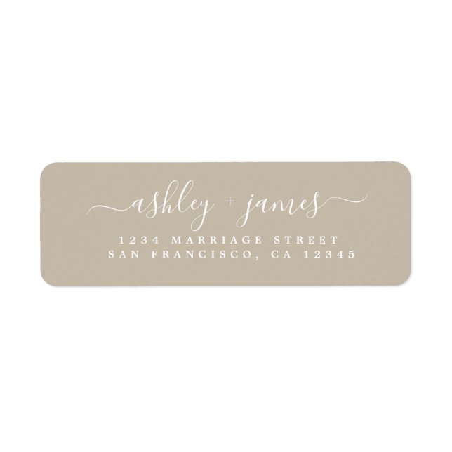 Elegant Script Grey Wedding Return Address (Front)