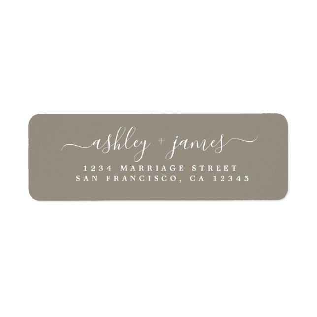 Elegant Script Grey Wedding Return Address (Front)