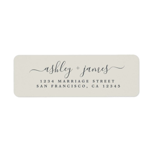 Elegant Script Grey Wedding Return Address (Front)