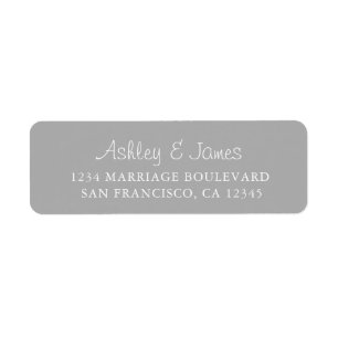 Elegant Script Grey Wedding Return Address