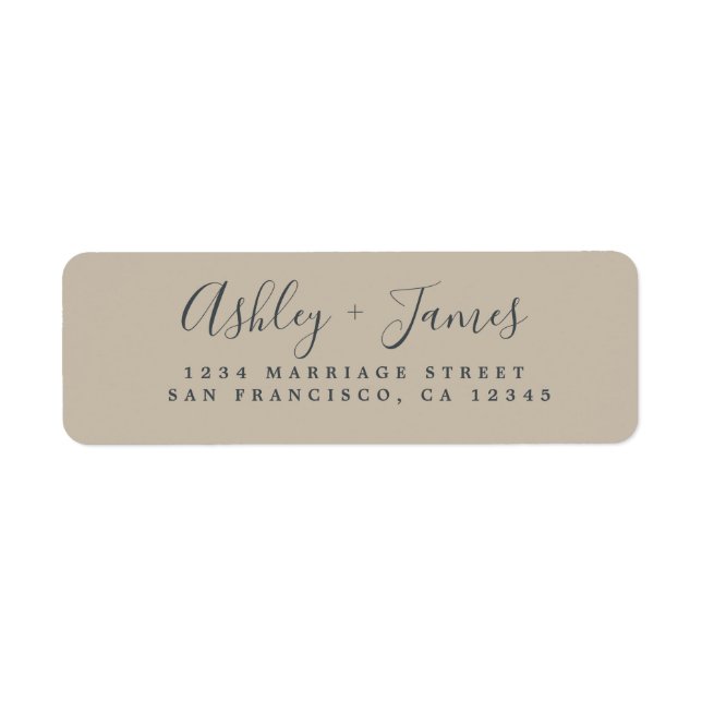 Elegant Script Grey Wedding Return Address Label (Front)