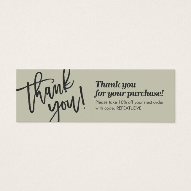 Elegant script handwriting thank you sage green (Front)