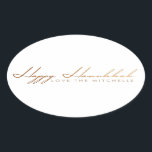 Elegant Script Hanukkah | Rose Gold Oval Sticker<br><div class="desc">By Redefined Designs</div>