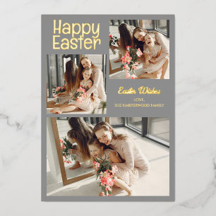 Elegant Script Happy Easter Family Photo Collage