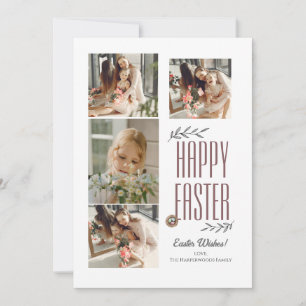 Elegant Script Happy Easter Family Photo Collage Holiday Card