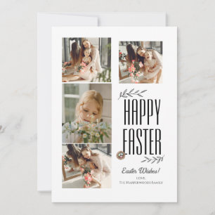 Elegant Script Happy Easter Family Photo Collage Holiday Card