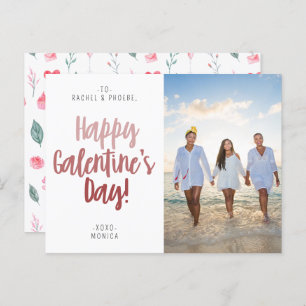 Elegant Script Happy Galentine's Day Photo Postcard