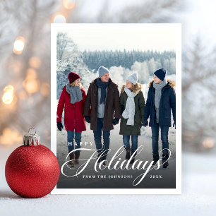 Elegant Script Happy Holidays Photo Holiday Postcard