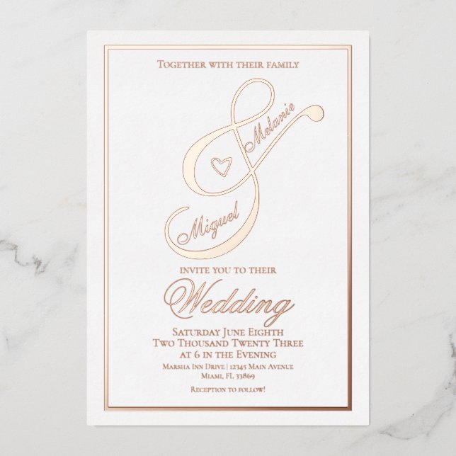 Elegant Script Heart Ampersand Wedding Pressed   (Front)