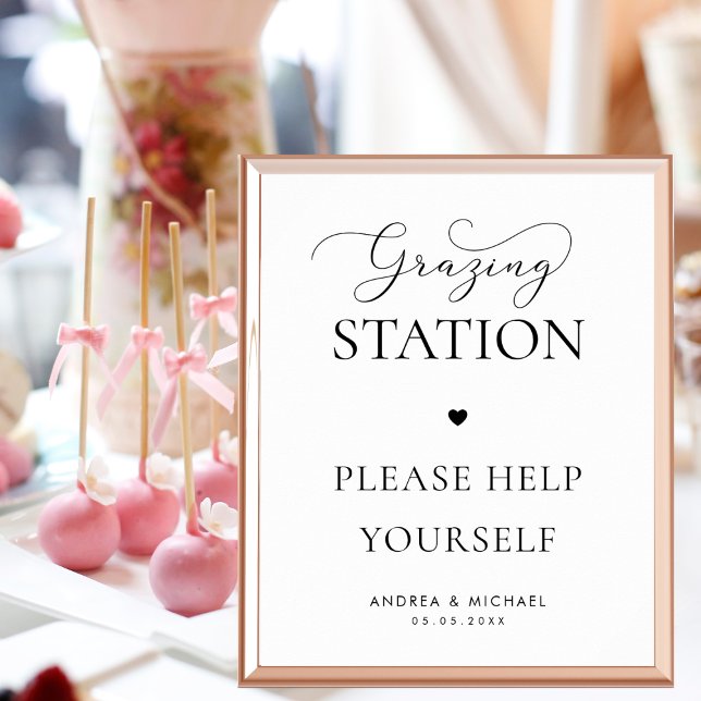 Elegant Script Heart Grazing Station Wedding Sign (Creator Uploaded)