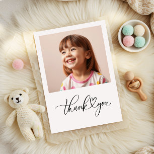 Elegant Script Heart Minimalist Birthday Thank You Card