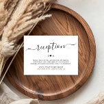Elegant Script Heart Monogram Wedding Reception Enclosure Card<br><div class="desc">Elegant Hand Lettered Script Simple Minimalist Simple Black and White Wedding Reception Card. Featuring couple's monogram,  between with a love heart motif.</div>