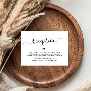  Elegant Script Heart Monogram Wedding Reception Enclosure Card