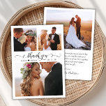 Elegant Script Heart Photo Wedding Thank You Card<br><div class="desc">Elegant Modern Calligraphy Script 3 Photo Collage Wedding Thank You Card. Stylish wedding thank you card template featuring three (3) photo on the front and one (1) photo on the back side. With the "Thank You" text in a swirly hand lettered calligraphy or typography swash tail font script in black...</div>