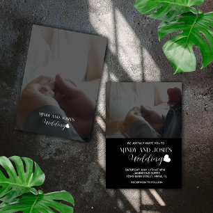 Elegant Script Heart Two Photo Invitation