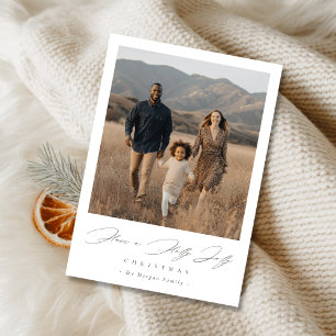 Elegant Script Holly Jolly Christmas Rustic Photo Holiday Card