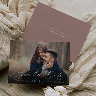 Elegant Script   Horizontal Photo Save The Date