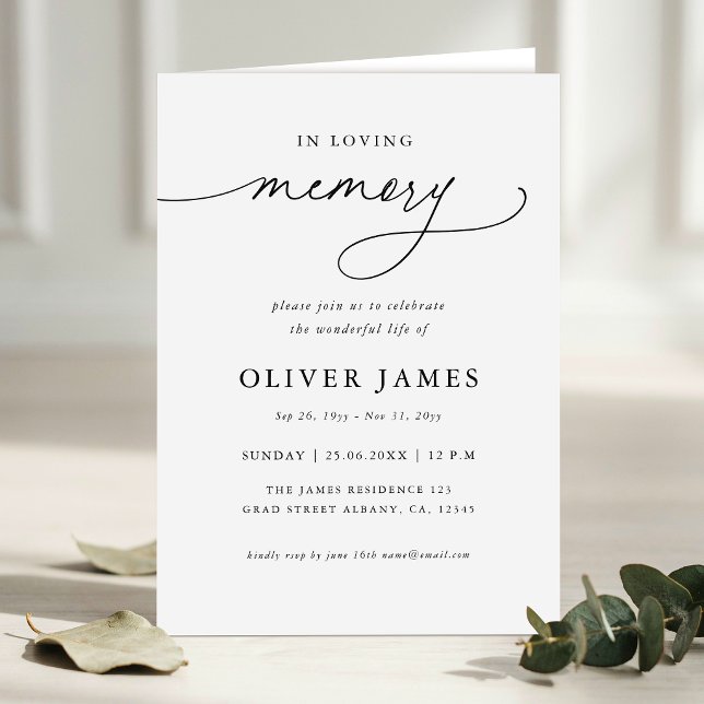 Elegant Script in Loving Memory Funeral Invitation (Creator Uploaded)