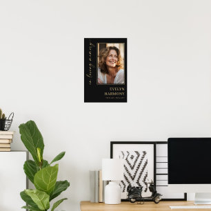 Elegant Script in Loving Memory Photo Funeral Poster