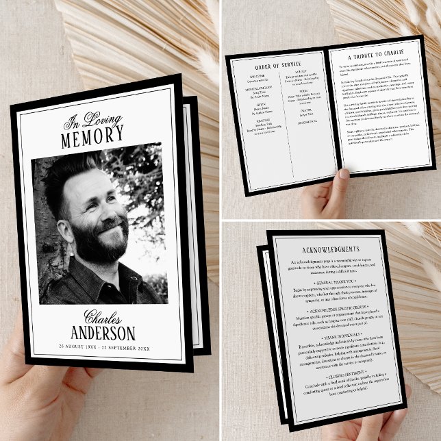 Elegant Script In Loving Memory Photo Memorial Programme (Creator Uploaded)