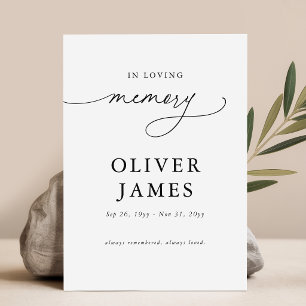 Elegant Script in Loving Memory Prayer Card
