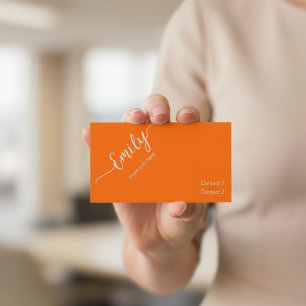  elegant  script in neon orange business card