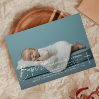 Elegant Script Infant Photo Catholic Baptism