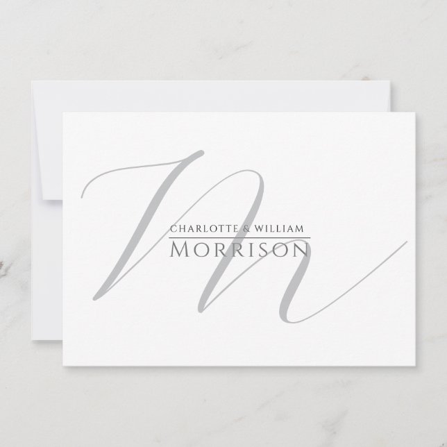 Elegant Script Initial Couple Name Monogram Card (Front)