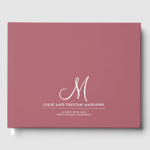 Elegant Script Initial Wedding Monogram Terracotta Guest Book