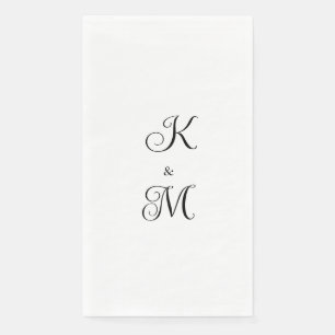 Elegant Script Initials White Wedding  Napkin
