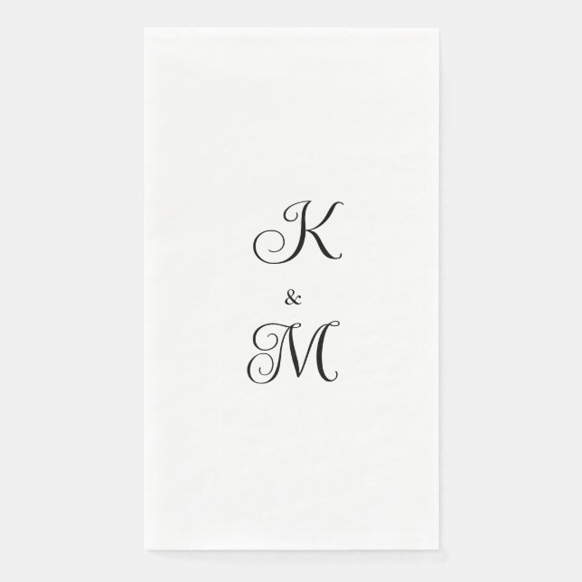 Elegant Script Initials White Wedding  Napkin (Front)