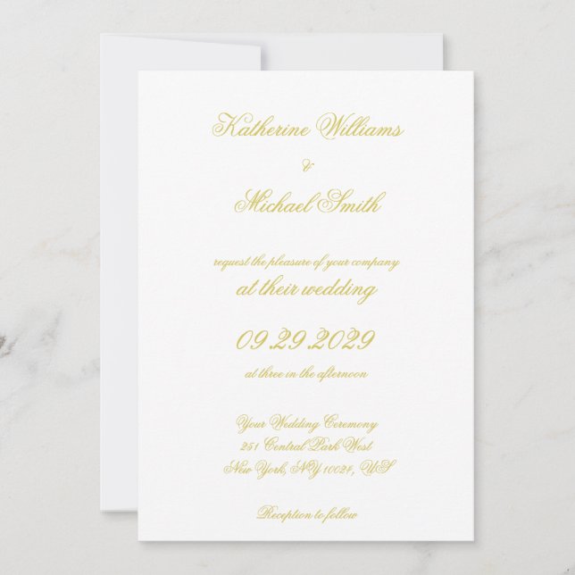 Elegant Script Island Citrus Yellow Wedding Invitation (Front)