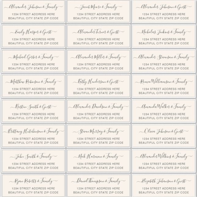 Elegant Script Ivory Cream Wedding Guest Address   (Front)