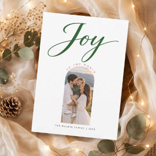 Elegant Script Joy To The World Christmas Photo Holiday Card