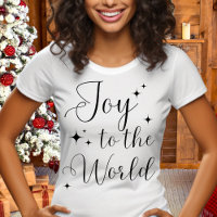 Elegant Script Joy to The World Merry Christmas 