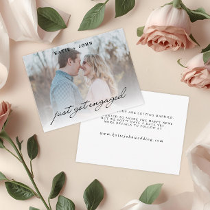 Elegant Script Just Got Engaged Photo Engagement Announcement Postcard