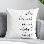 Elegant Script Kids Names Personalised Family Cushion<br><div class="desc">Elegant Rustic Kids Names Personalised Family Throw Pillow.</div>
