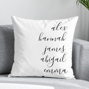 Elegant Script Kids Names Personalised Family Cushion