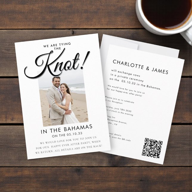 Elegant Script Knot Photo Elopement Announcement   (Creator Uploaded)