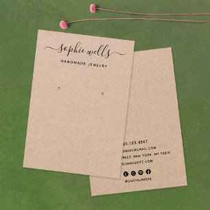 Elegant Script Kraft Earring Display Holder