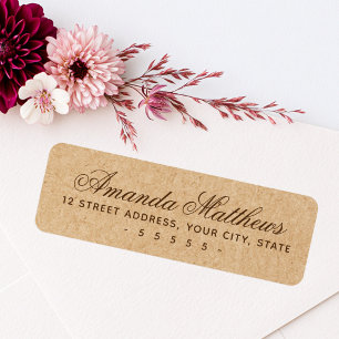 Elegant script Kraft paper look return address